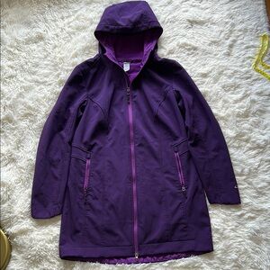 Champion Purple Ski Jacket with Hood and Weather-Resistant Fabric